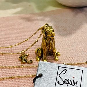 NEW Sequin NYC Antique Gold Dog Labrador Necklace